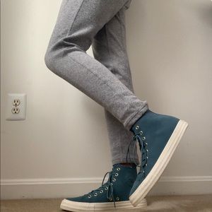 Turquoise blue suede Converse